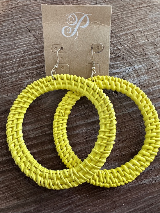 Jewelry - Vibrant Yellow Woven Hoop Earrings